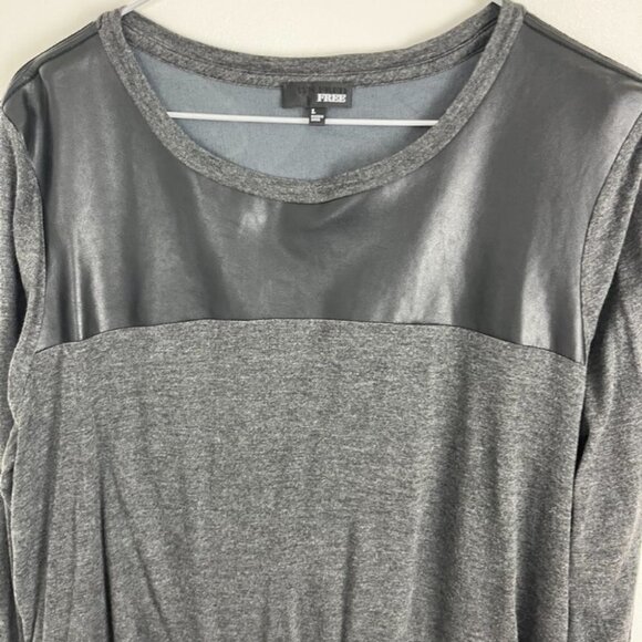 Aritzia Wilfred Free Simone Gray/Black Shirt w/ Faux Leather Embellishments - Picture 5 of 11